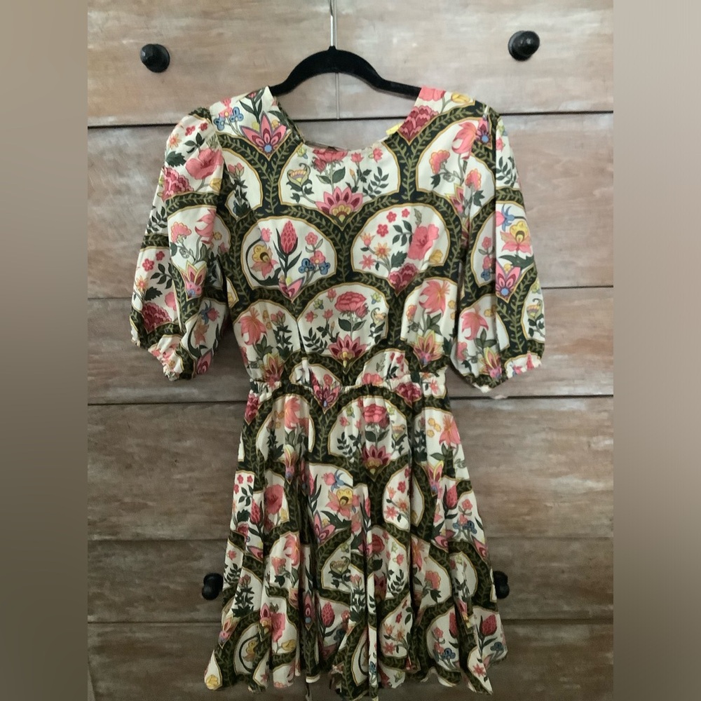 Christian LaCroix floral back lace-up dress